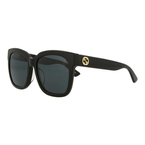 Gucci Womens Square/Rectangle Black Black Grey Fashion Designer Eyewear - Picture 1 of 4